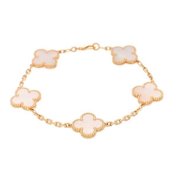 Van Cleef & Arpels Jewelry - Van Cleef & Arpels MOTHER OF PEARL VINTAGE ALHAMBRA BRACELET, 5 MOTIFS